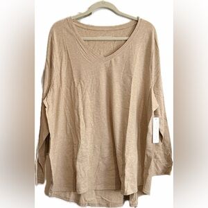 Soft Surroundings Isabel Pima Long Sleeve Tunic Tee in Oatmeal Heather